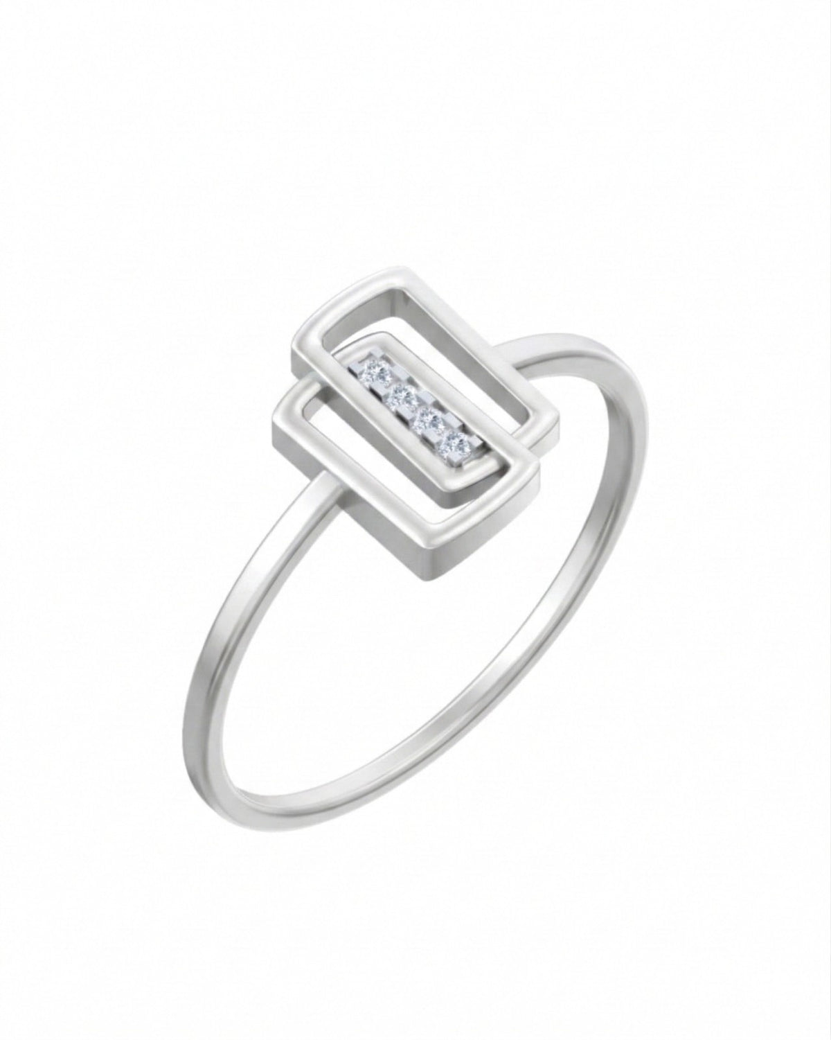 White gold and diamond with square-shaped on a white background.