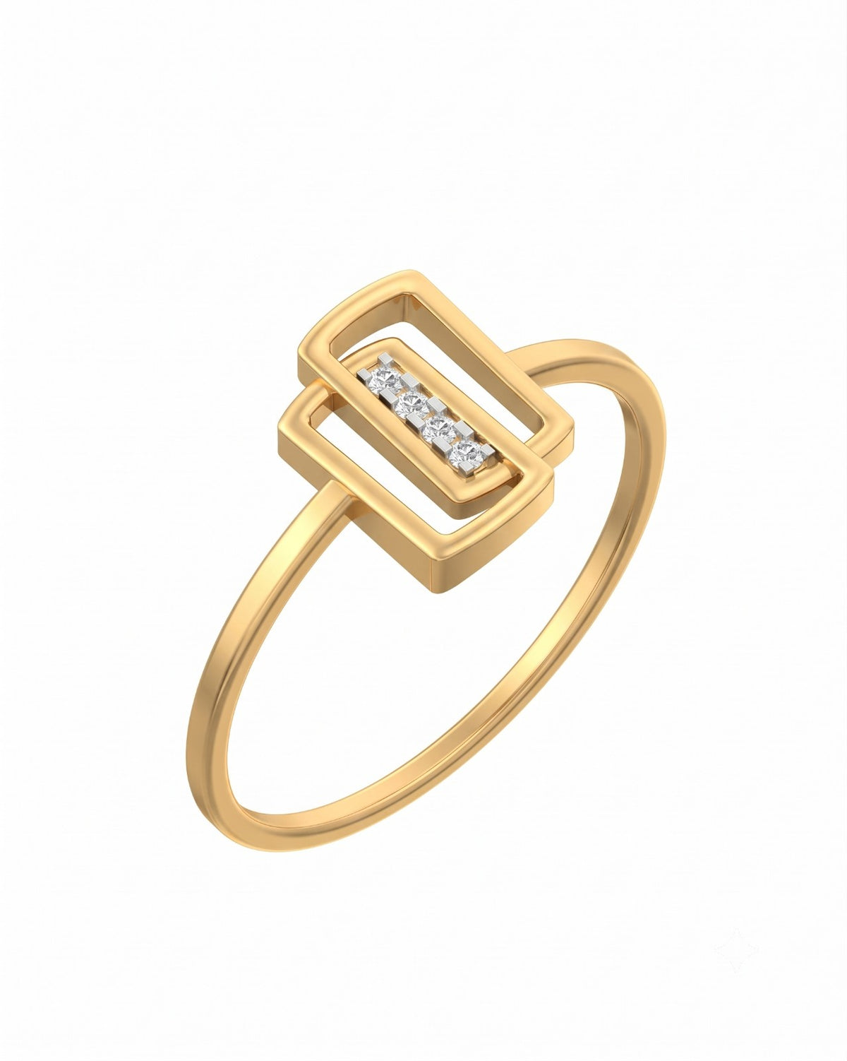 Yellow gold and diamond with square-shaped on a white background.