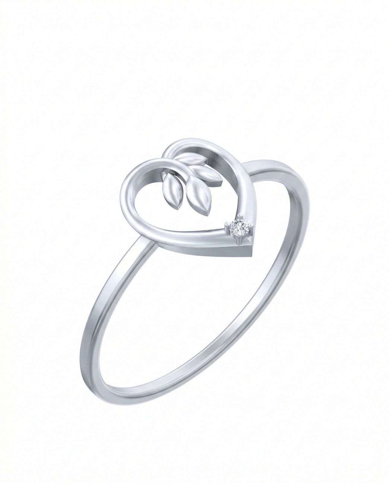 White gold and diamond with heart-shaped on a white background.