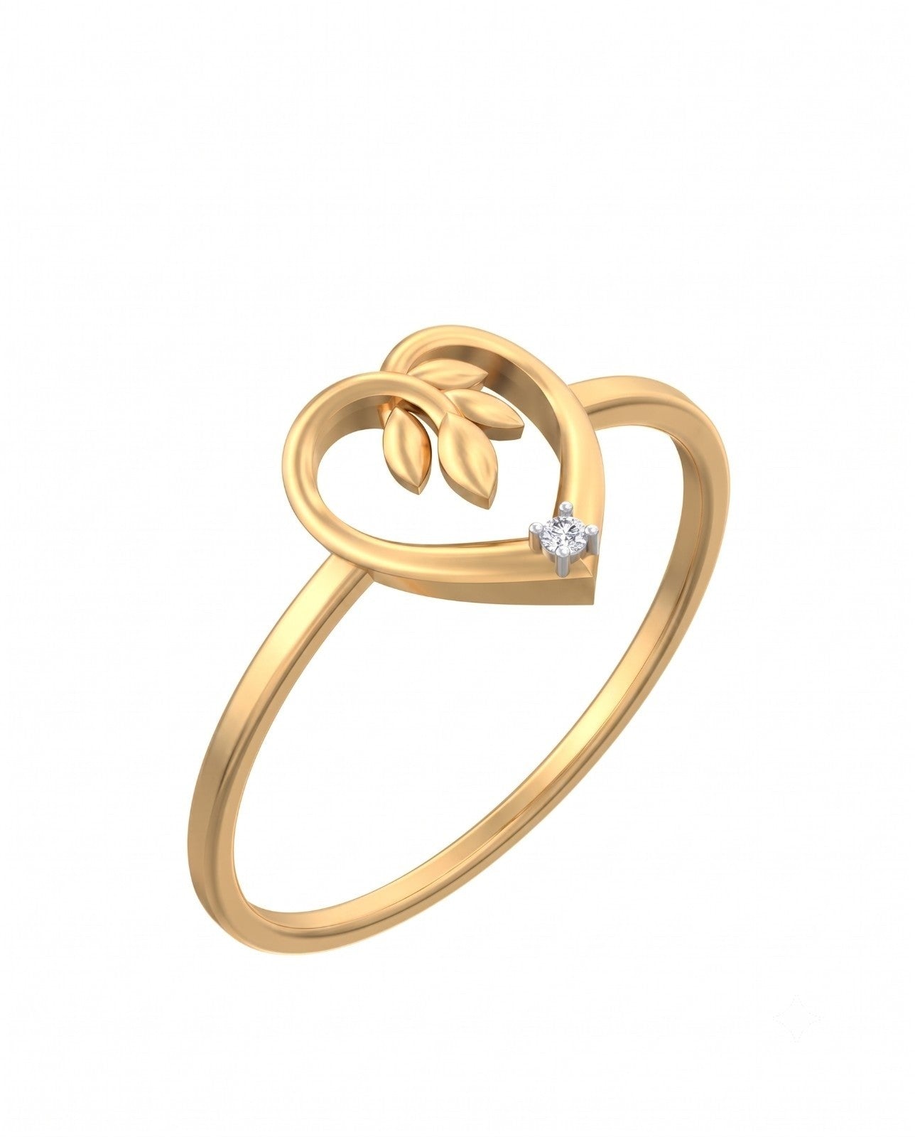 Yellow gold and diamond with heart-shaped on a white background.