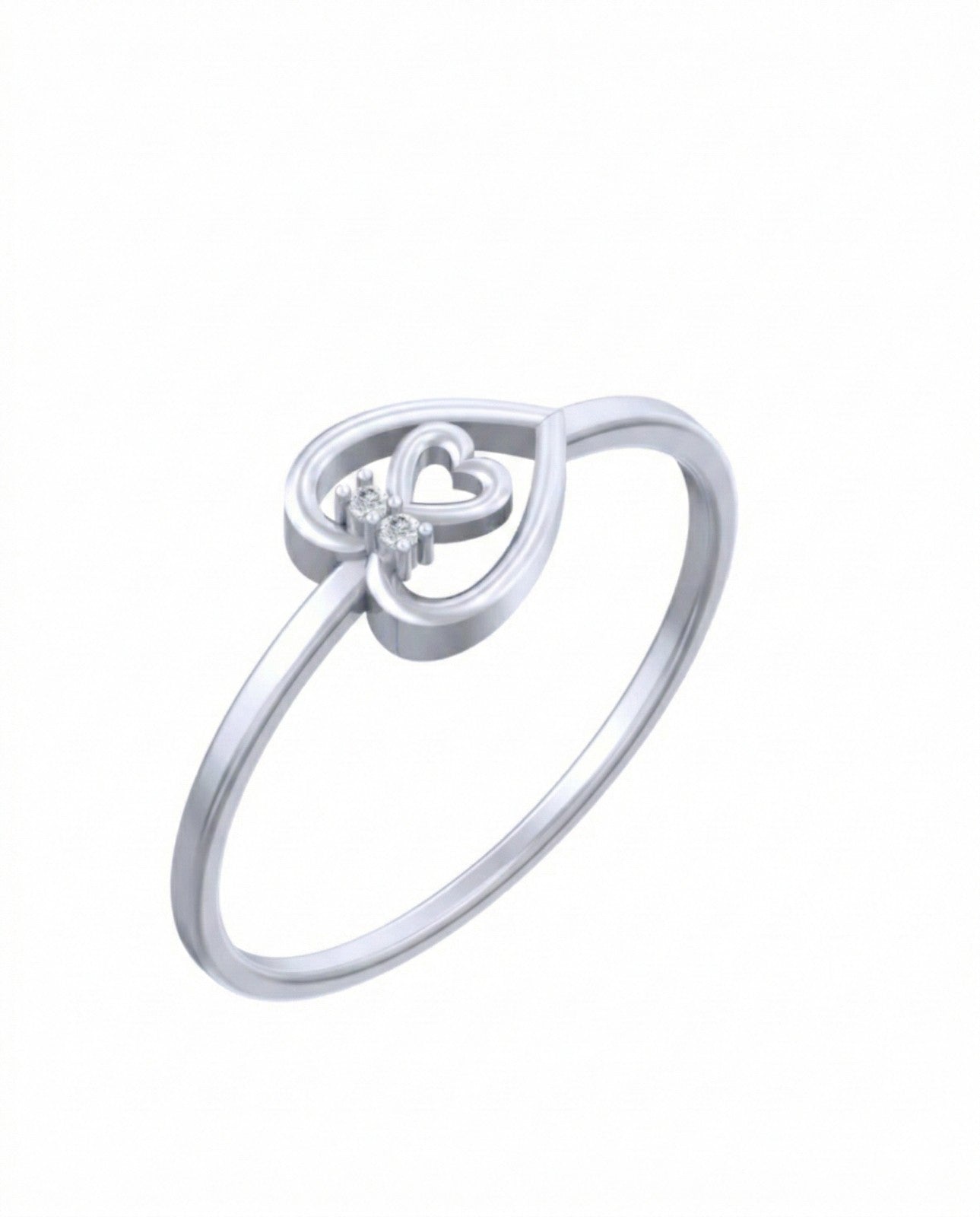 White gold and diamond with heart-shaped on a white background.