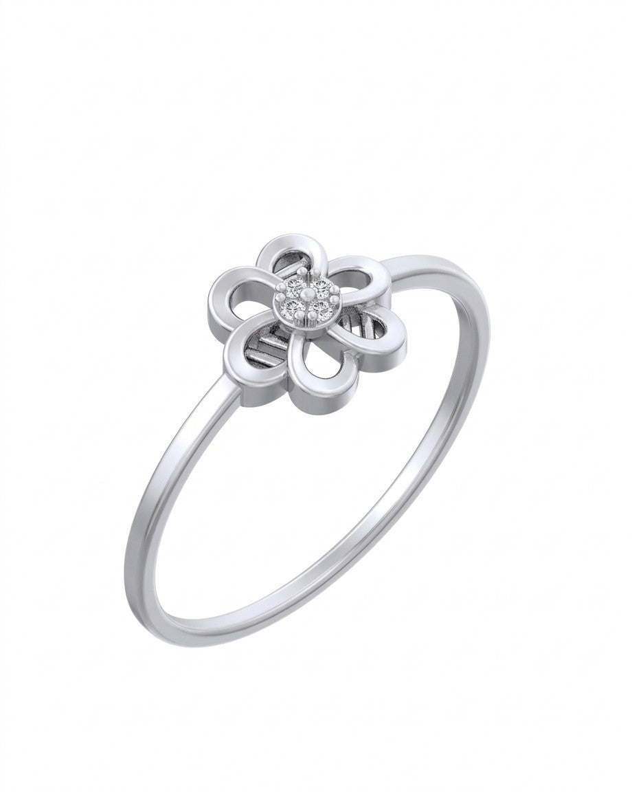 White gold and diamond with floral-design on a white background.