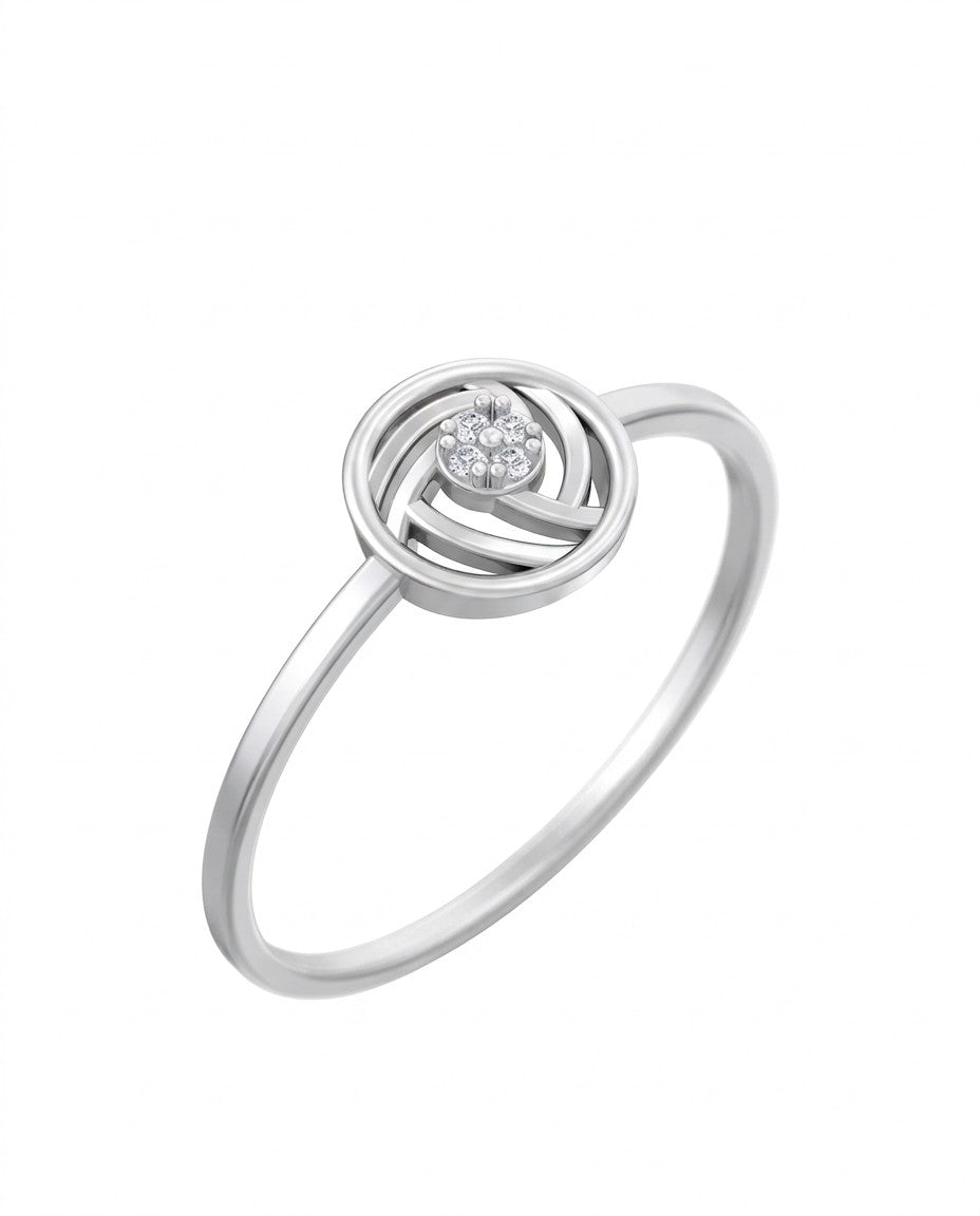 White gold and diamond with round-shaped on a white background