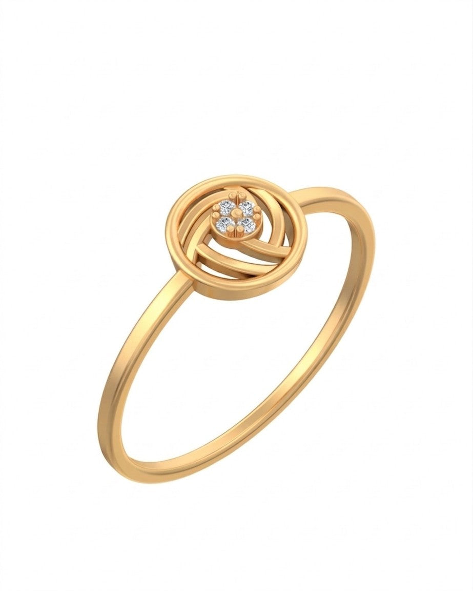 Yellow gold and diamond with round-shaped on a white background