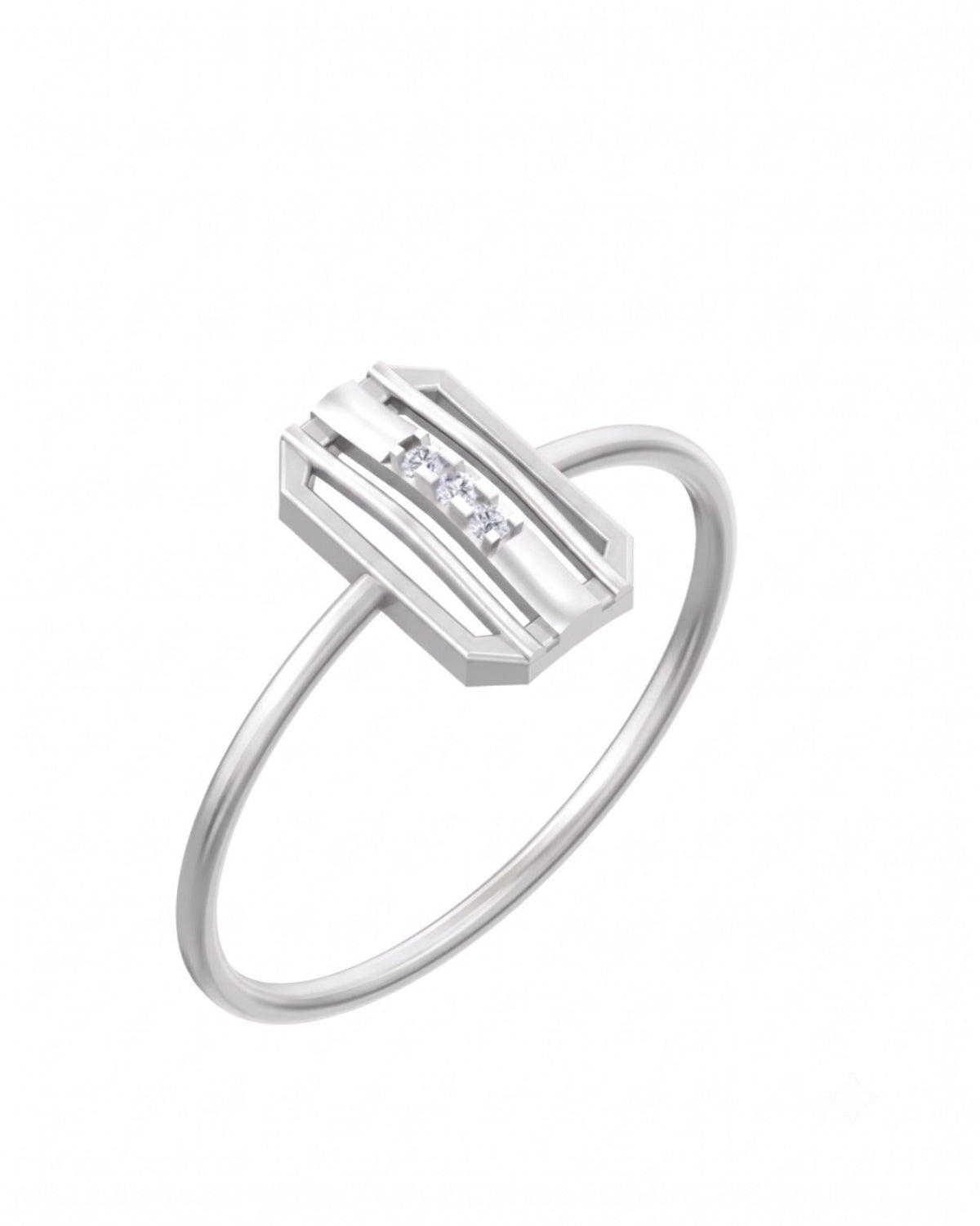 White gold and diamond with rectangle-shaped on a white background.