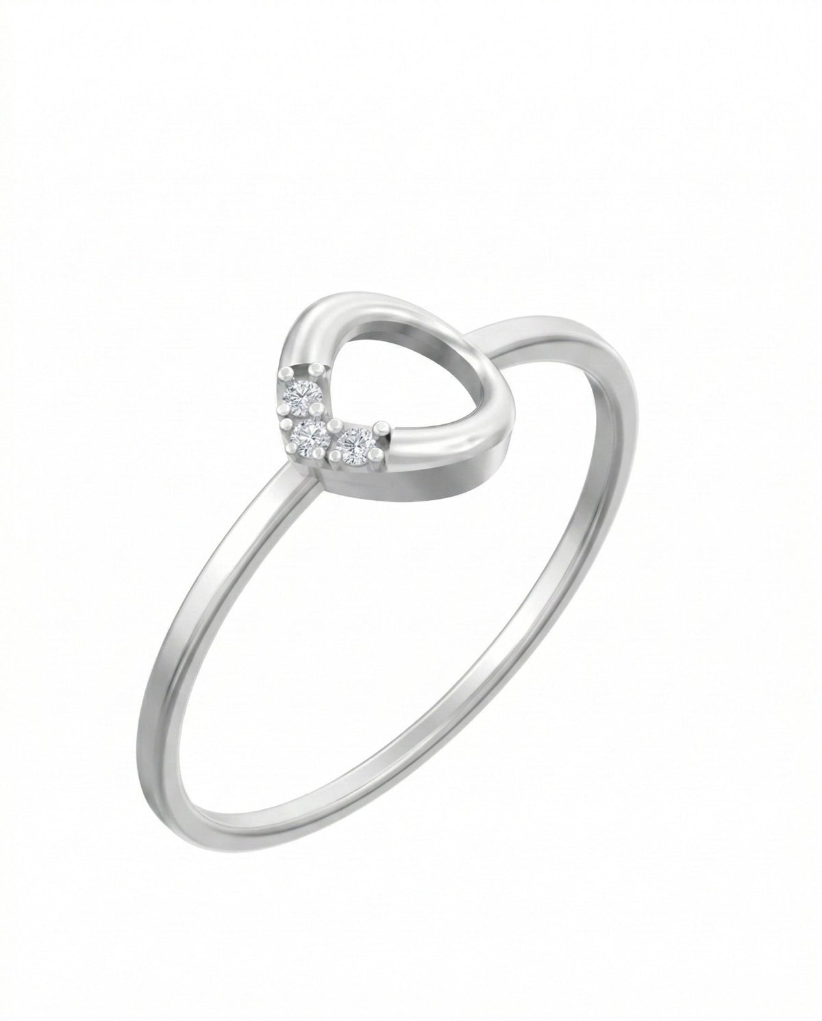 White gold and diamond ring on a white background.
