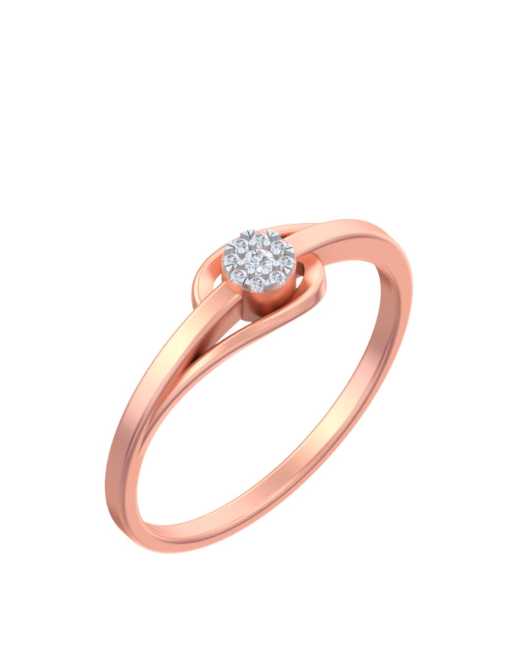 Rose gold and diamond with cluster setting on a white background.