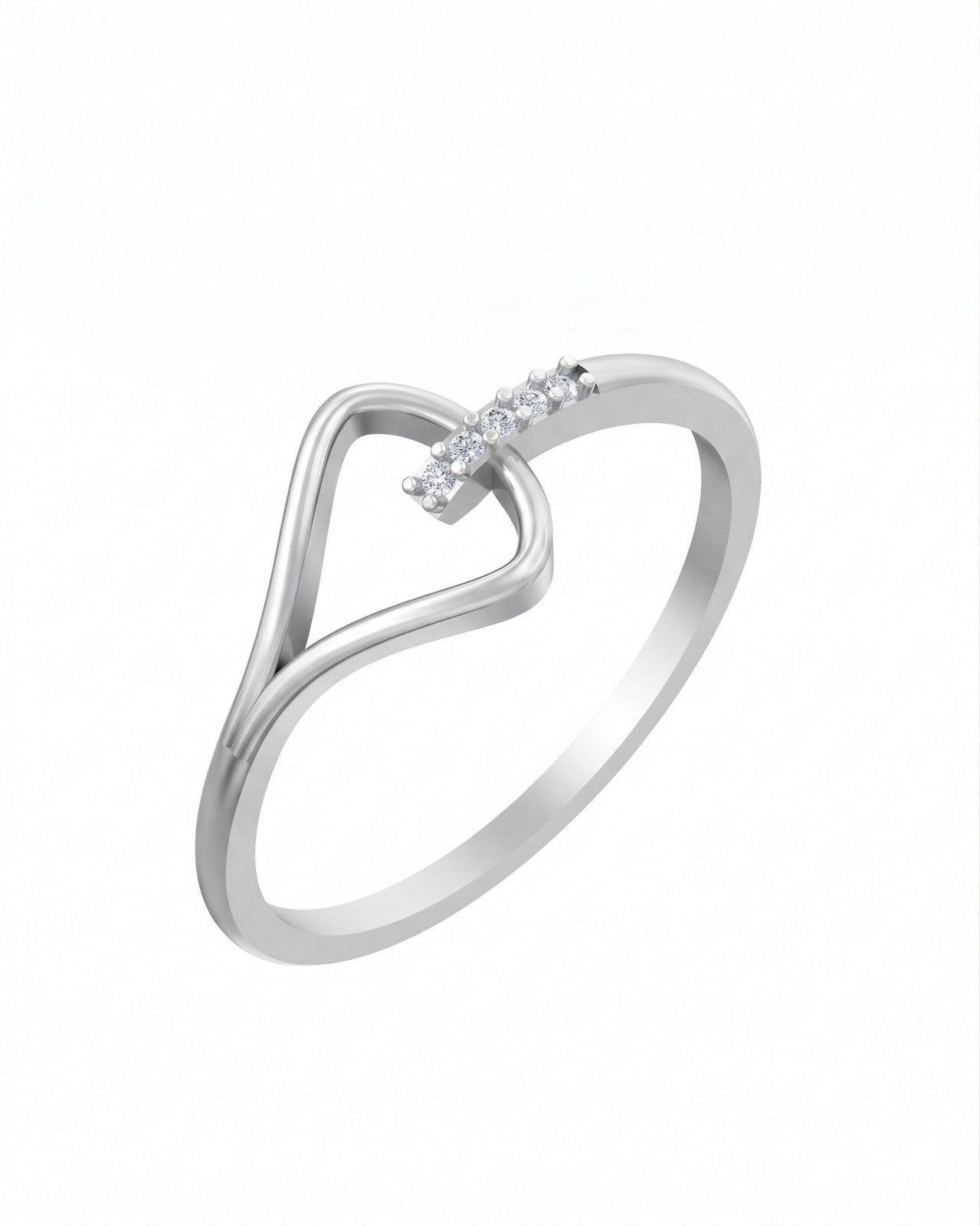 White gold and diamond women's ring on a white background.