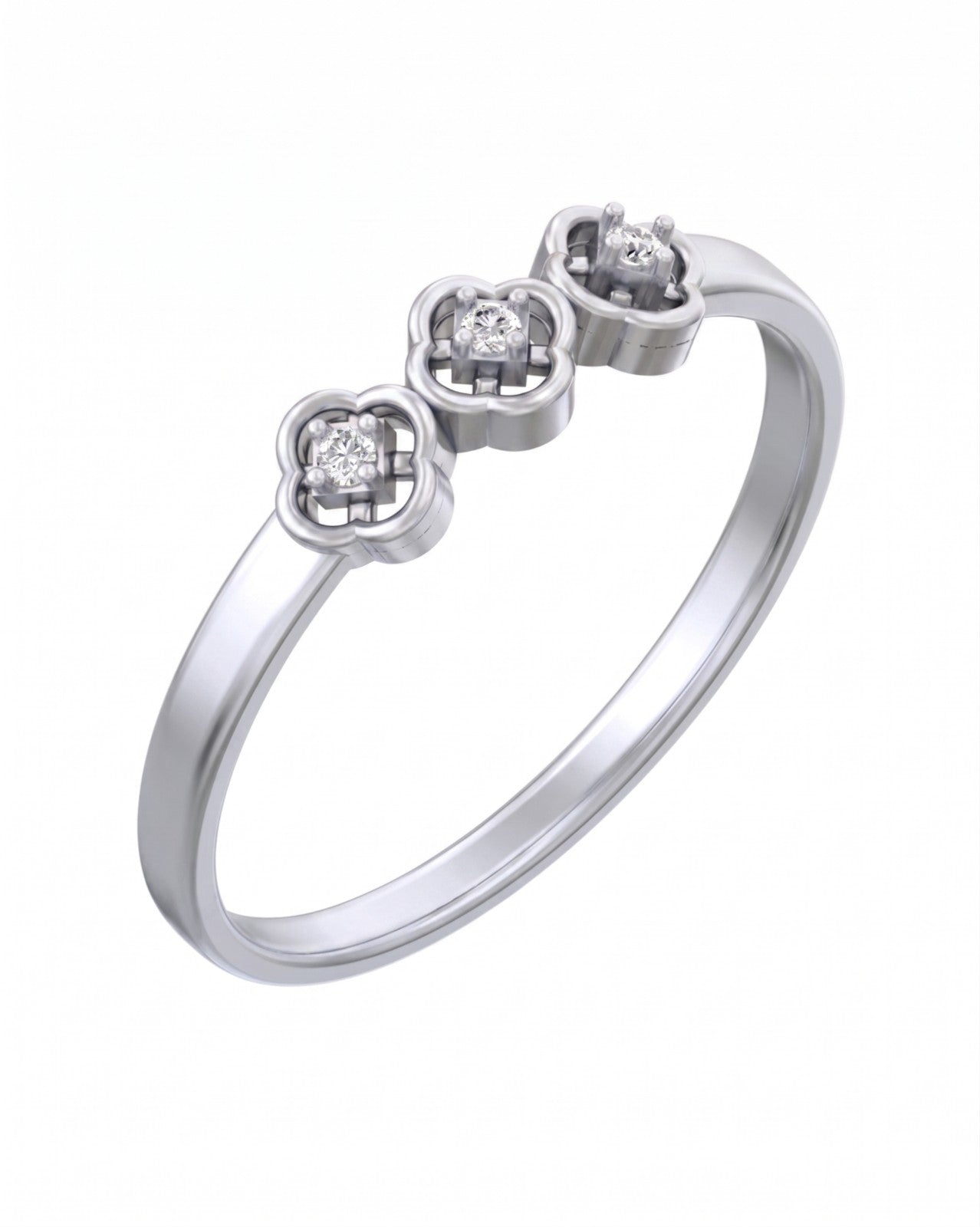 White gold and diamond women's ring on a white background.