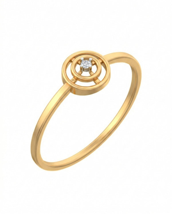Gold & Diamond Round-Shaped Band Ring For Women KRC10369