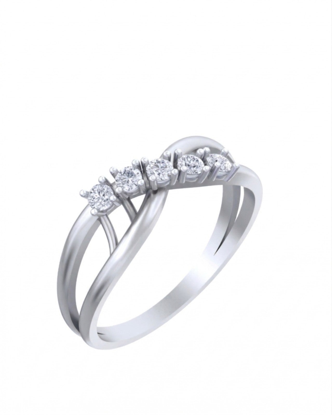 A white and diamond gold ring, shown on a clean white background.