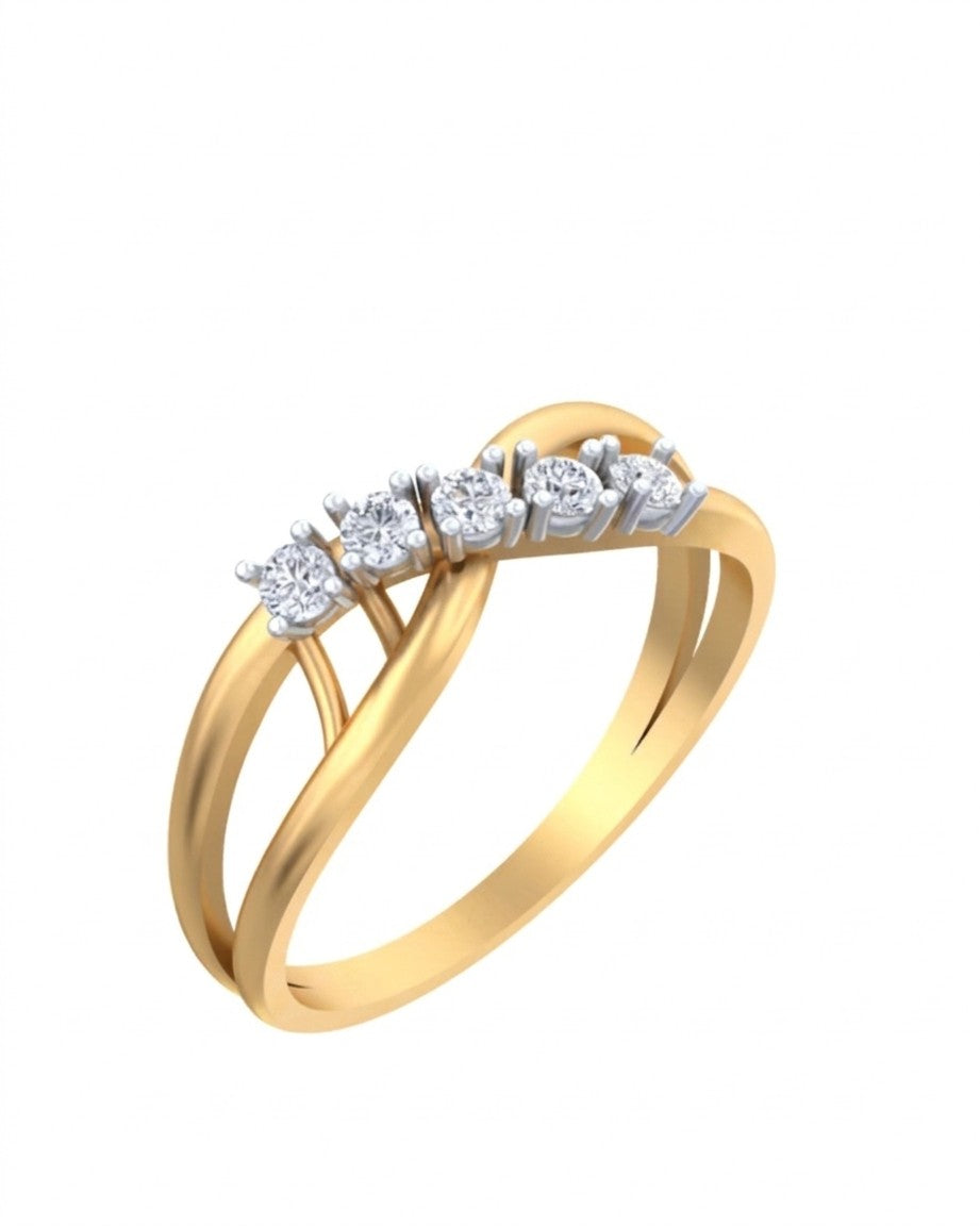 A yellow gold and diamond ring, shown on a clean white background.