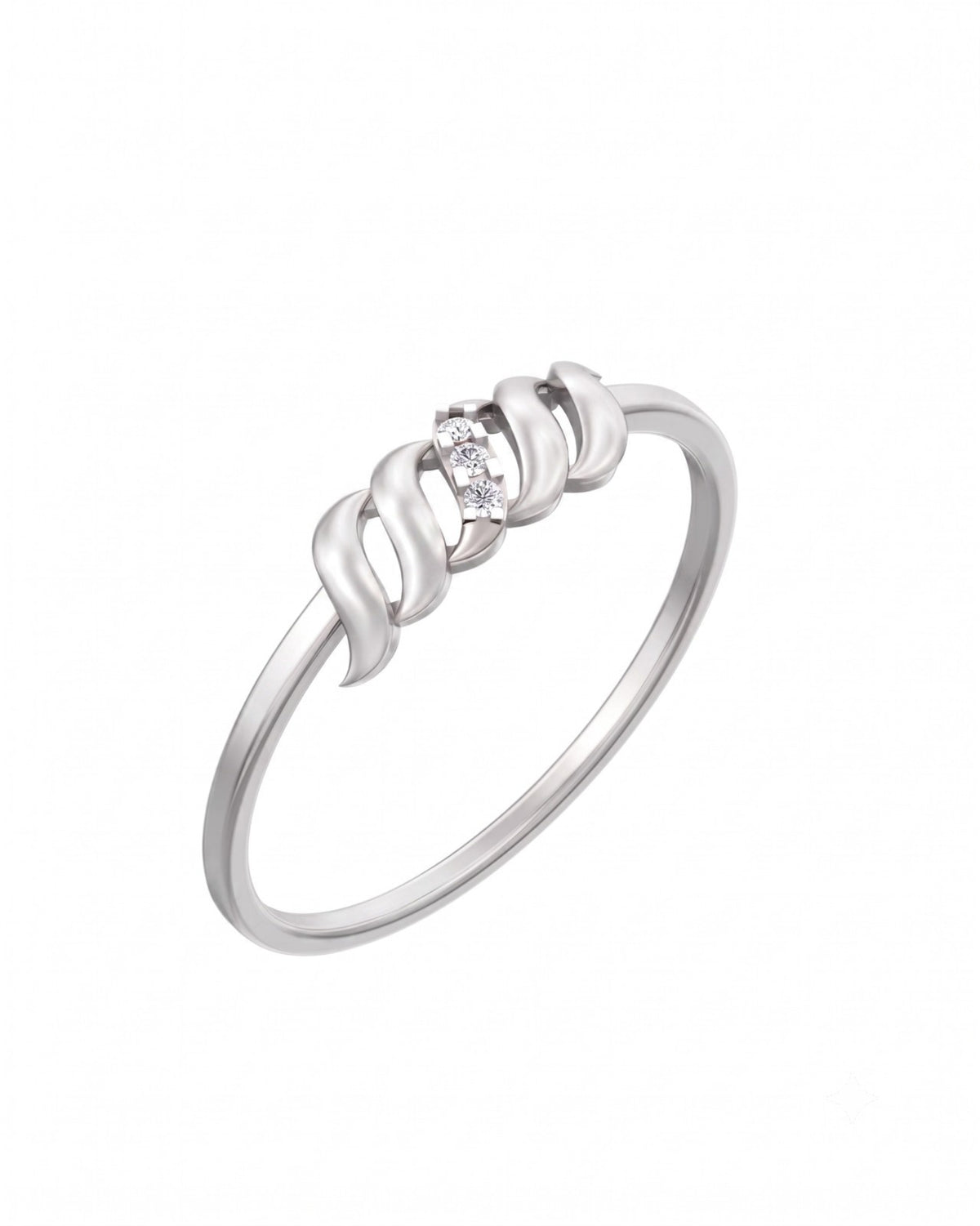 White gold ring with a diamond on a white background