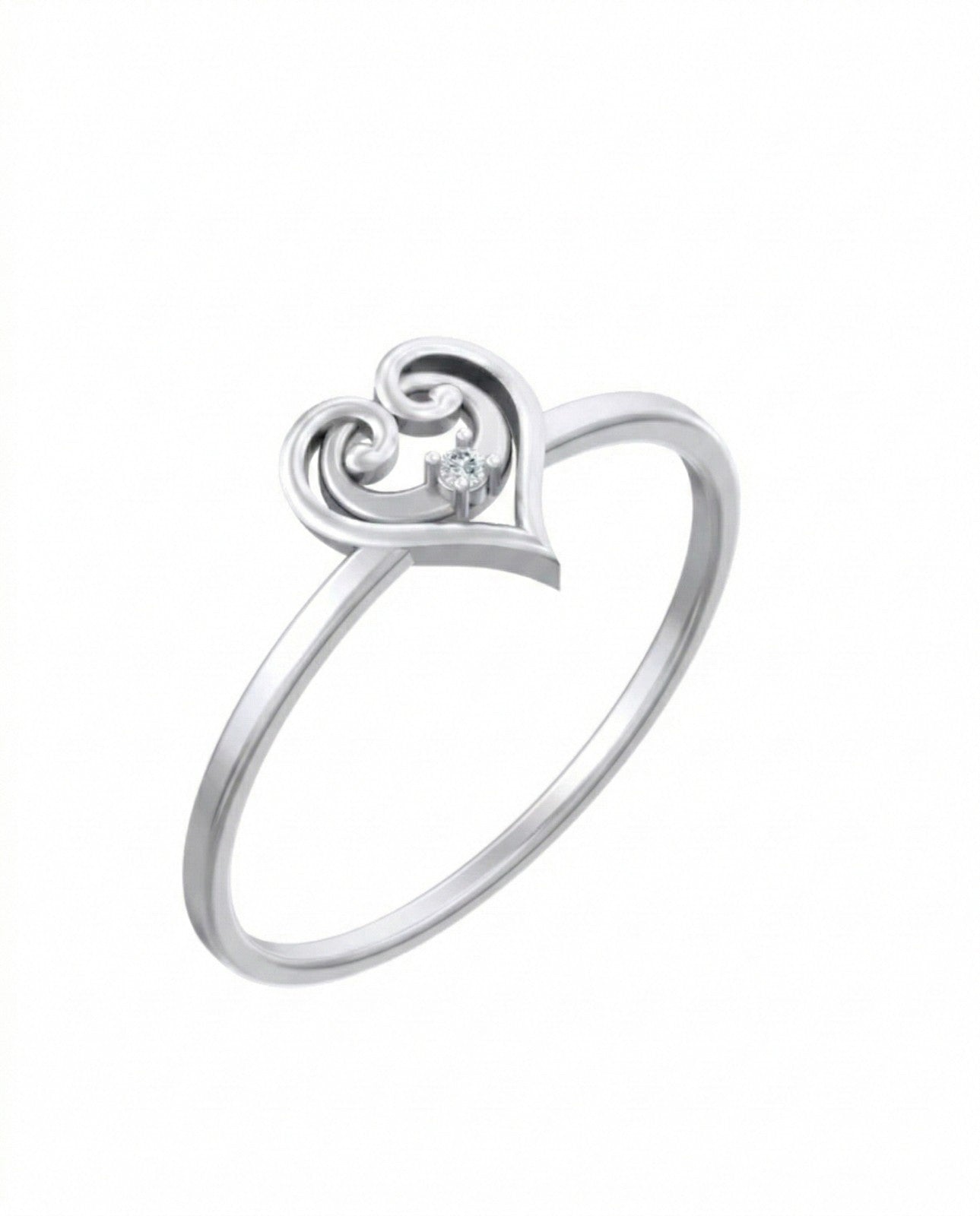 White ring with a heart-shaped design on a white background