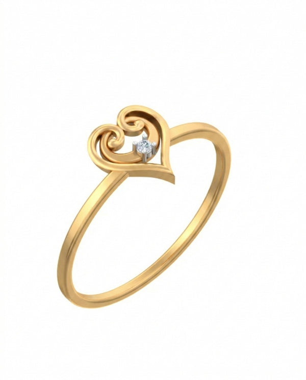 Gold & Diamond Heart-Shaped Ring For Women KRC10379