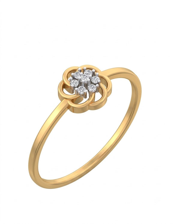 Gold & Diamond Floral Ring For Women KRC10380