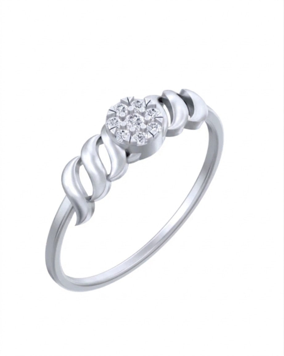 White gold and diamond with cluster setting on a white background.