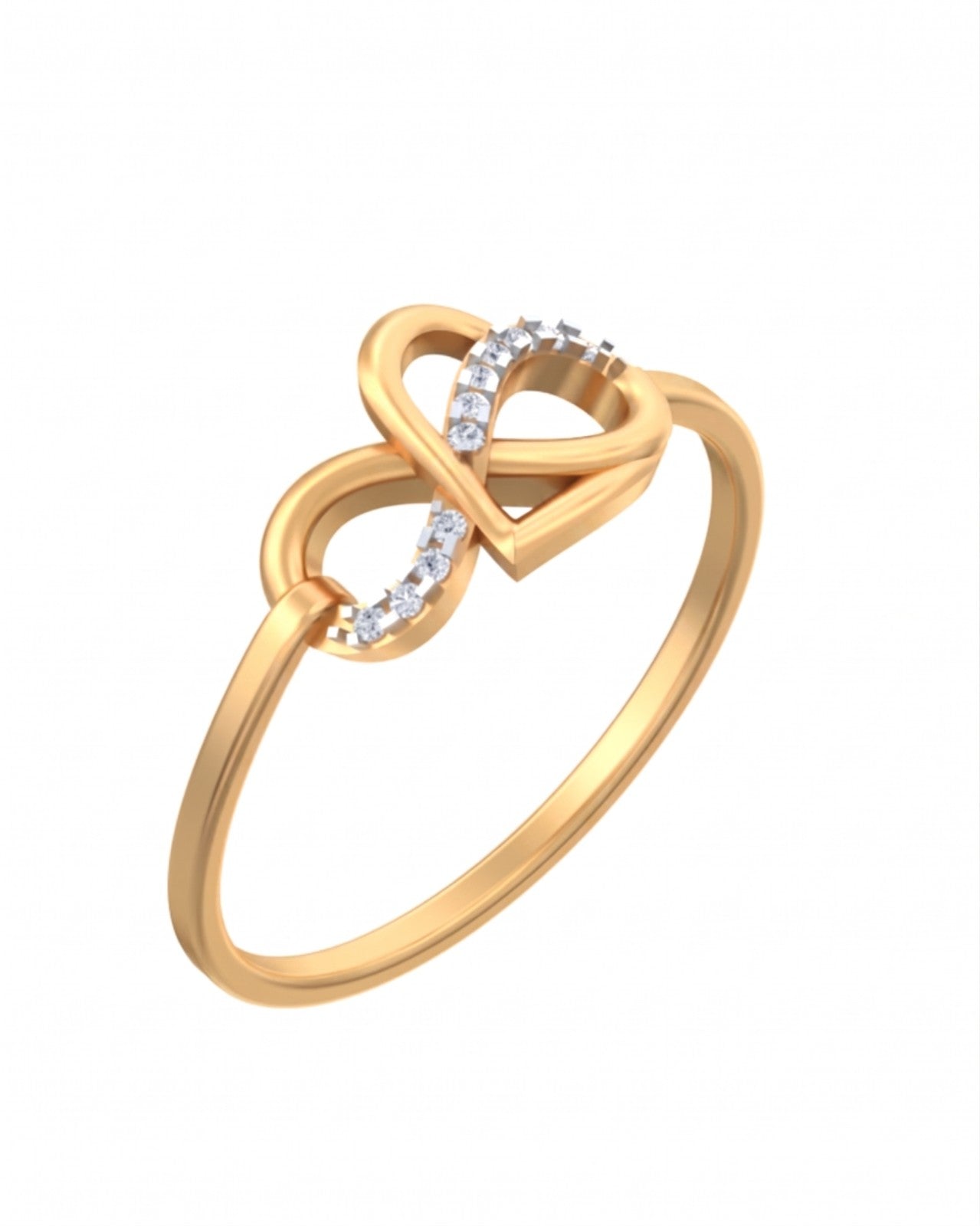 Yellow gold and diamond with infinity design on a white background.