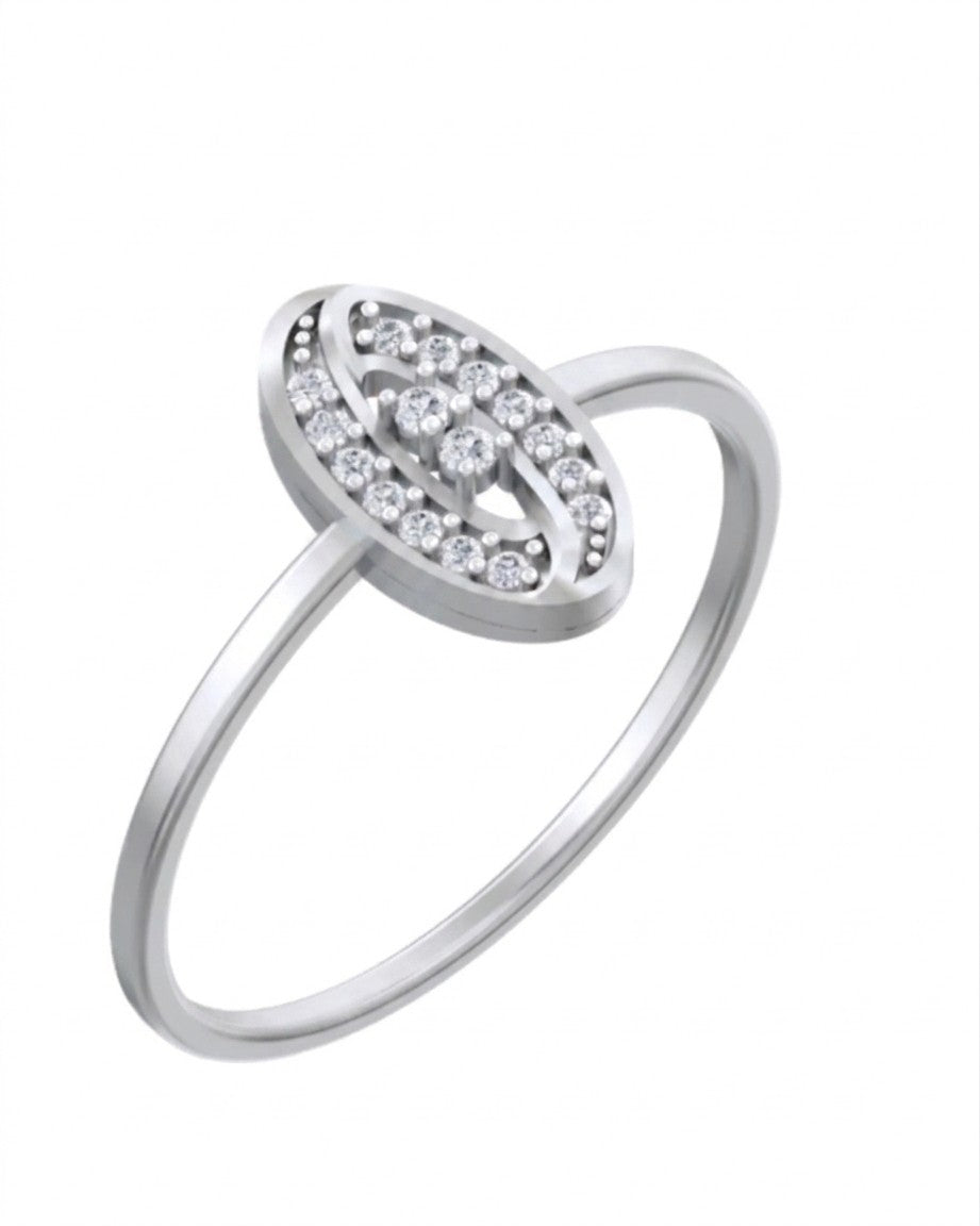 White gold and diamond with oval-shaped on a white background.