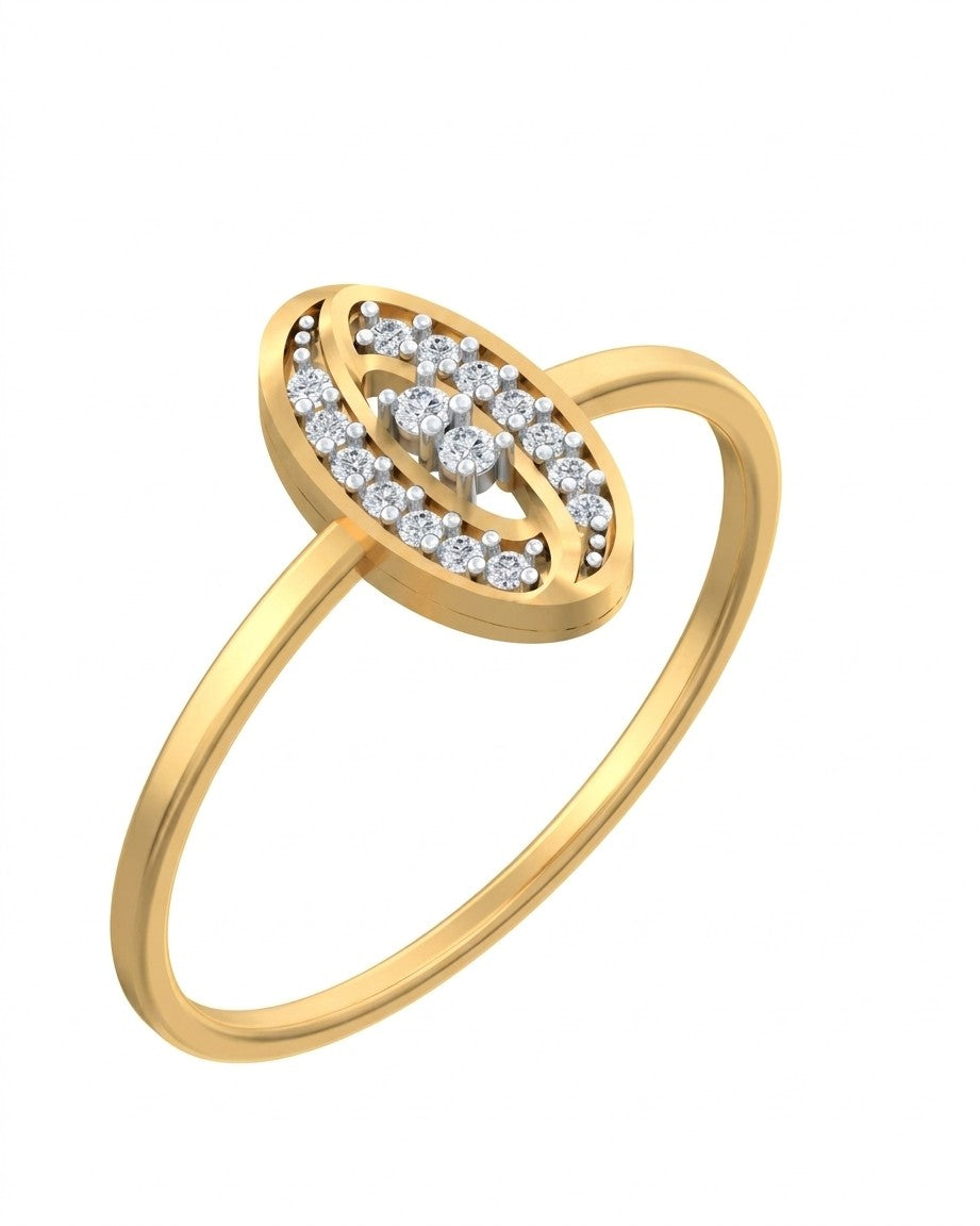 Yellow gold and diamond with oval-shaped on a white background.