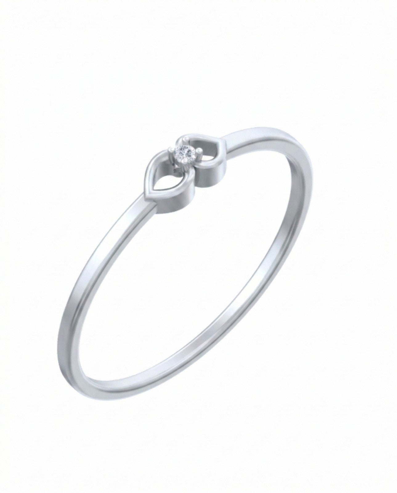 White gold ring with a diamond on a white background