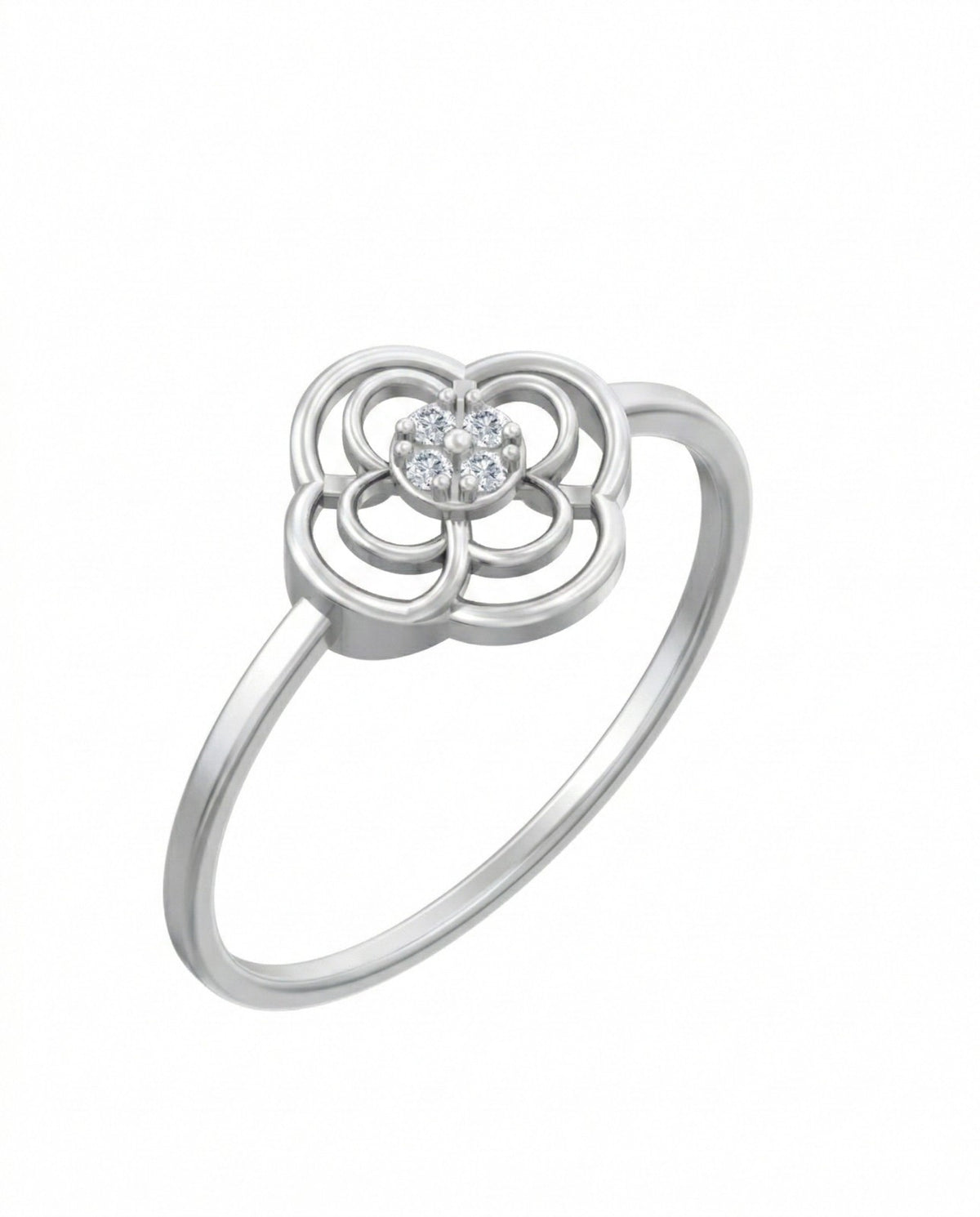 White gold and diamond with floral-design on a white background.