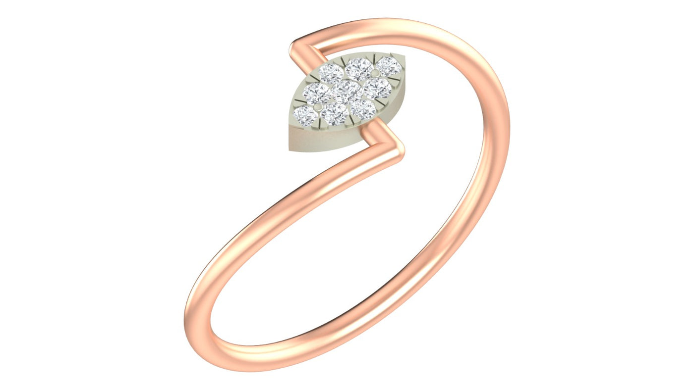 Rose gold and diamond with cluster setting on a white background.
