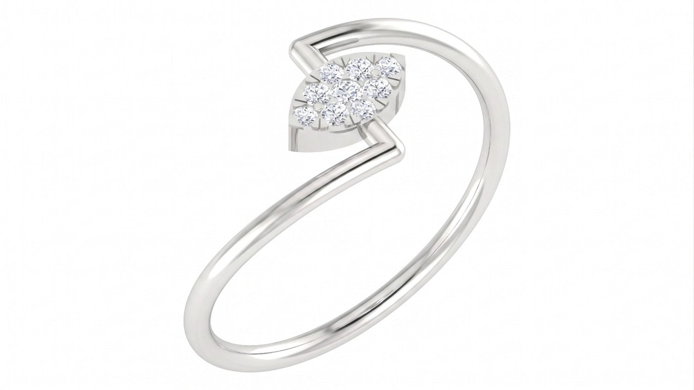 White gold and diamond with cluster setting on a white background.