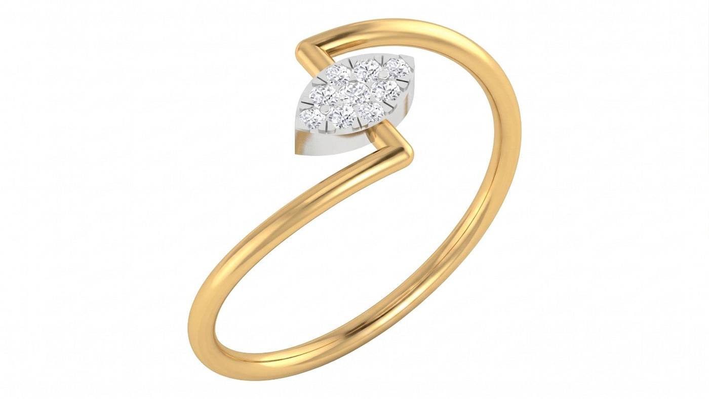 Yellow gold and diamond with cluster setting on a white background.