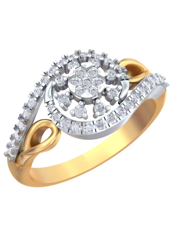 Gold & Diamond Cluster Ring For Women KRC10407