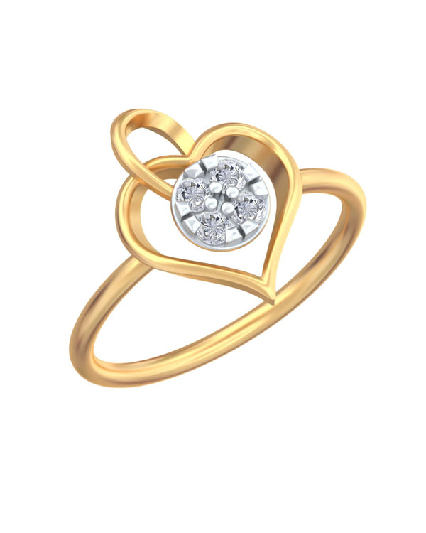 Gold & Diamond Heart-Shaped Ring For Women KRC10416