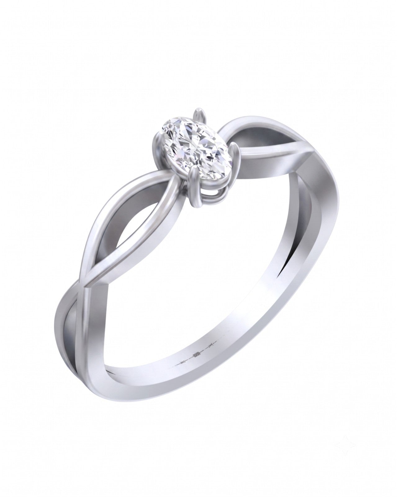 White ring with a diamond on a white background