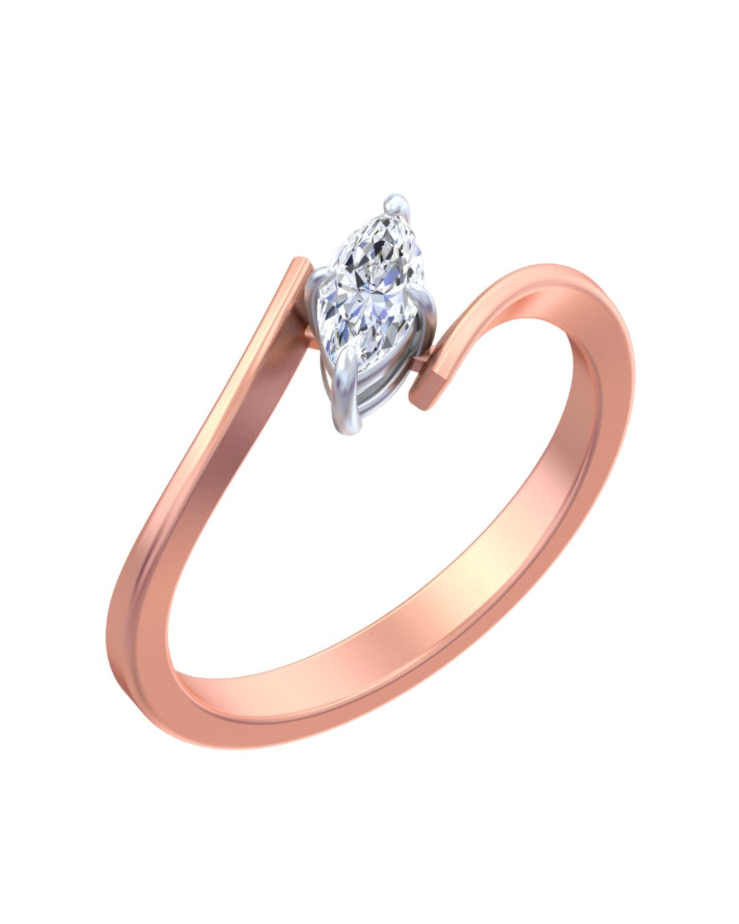 A rose ring featuring a marquise-cut diamond, shown on a plain white background.