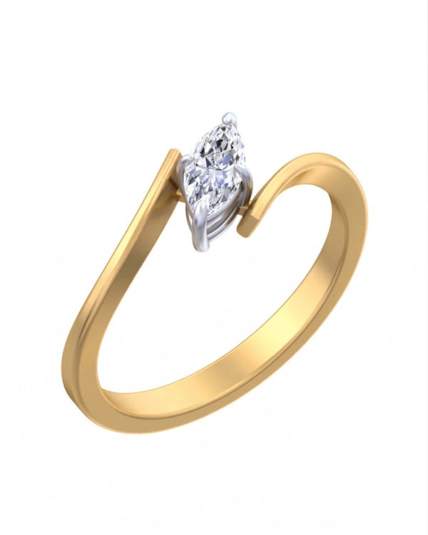 Gold & Diamond Solitaire Ring For Women KRC10423