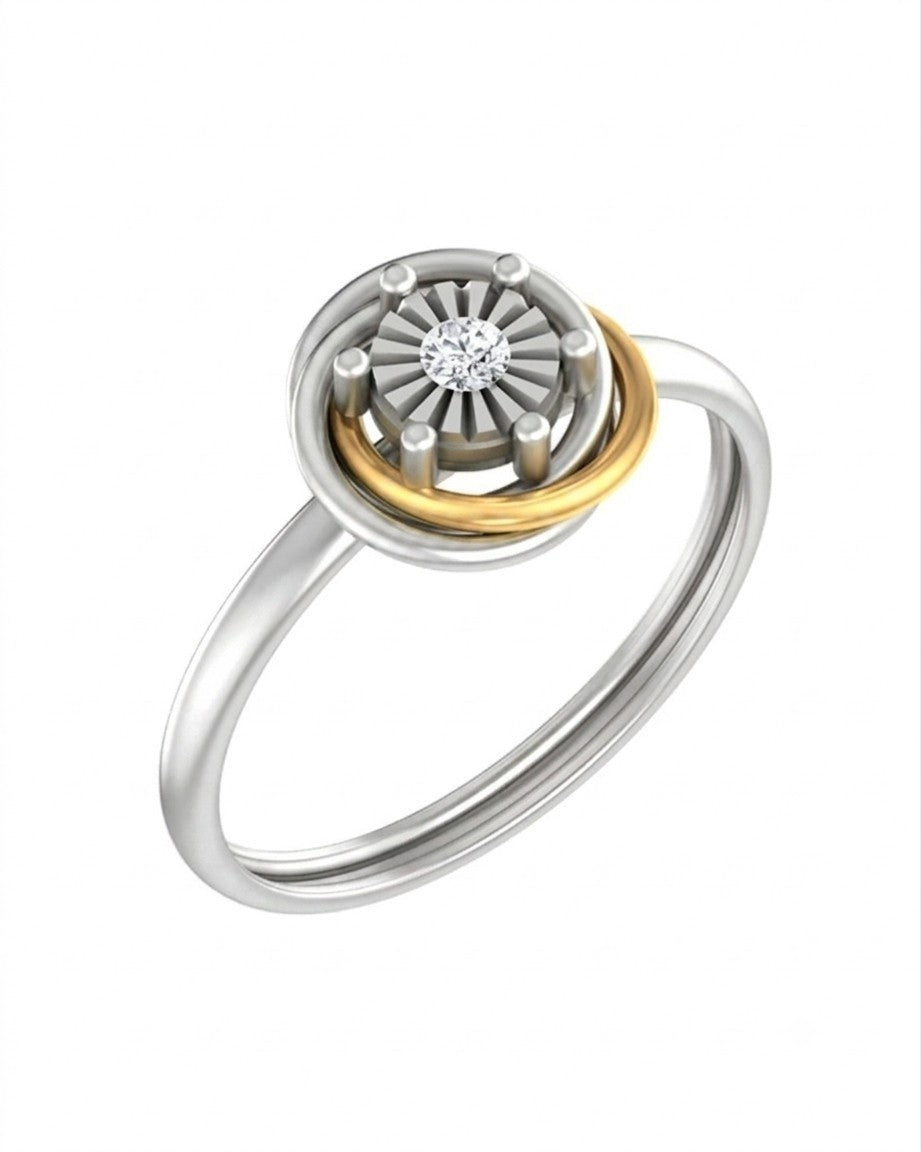 White gold and diamond women's ring on a white background.