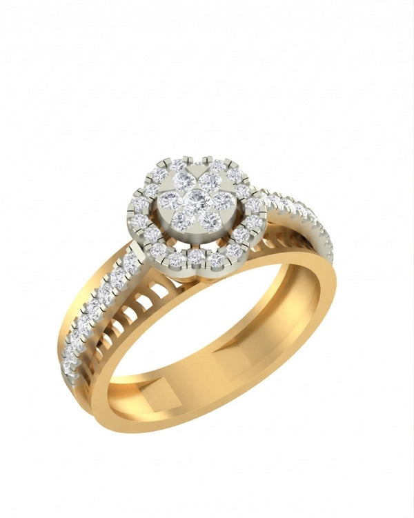 Gold & Diamond Cluster Ring For Women KRC10519