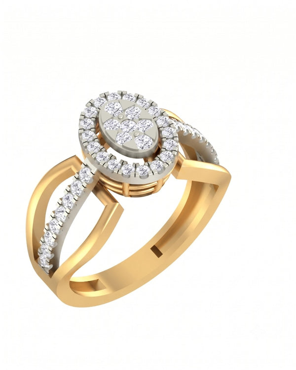 Gold & Diamond Cluster Ring For Women KRC10531