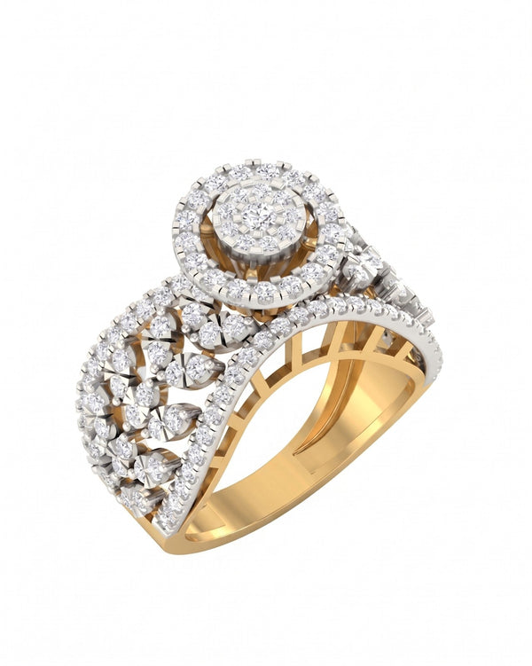 महिलाओं के लिए 18K गोल्ड और डायमंड कॉकटेल रिंग KRA10028
