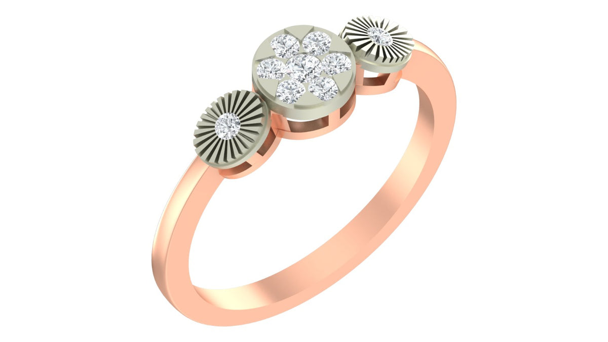 Rose gold and diamond with cluster design on a white background.