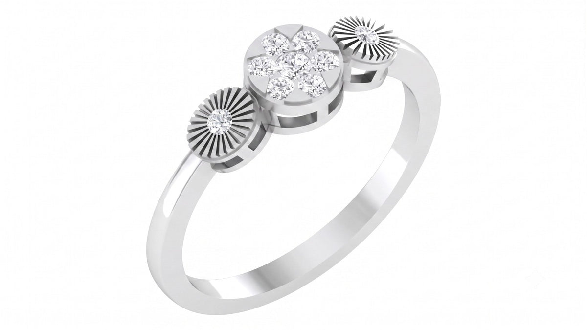 White gold and diamond with cluster design on a white background.