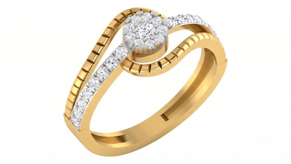 Gold & Diamond Cluster Ring For Women KRC10549