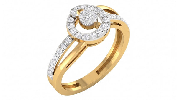 Gold & Diamond Cluster Ring For Women KRC10550