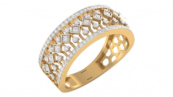 Gold & Diamond Band Ring For Women KRC10551