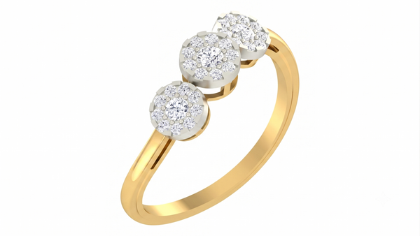 Gold & Diamond Cluster Ring For Women KRC10556