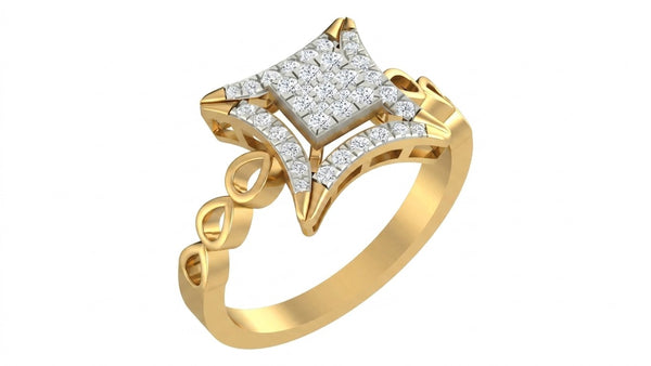 Gold & Diamond Cluster Ring For Women KRC10557