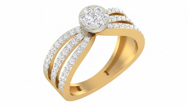 Gold & Diamond Cluster Ring For Women KRC10558