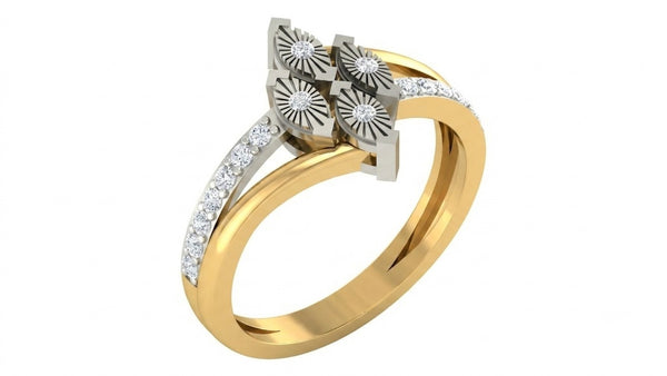 Gold & Diamond Floral Ring For Women KRC10561