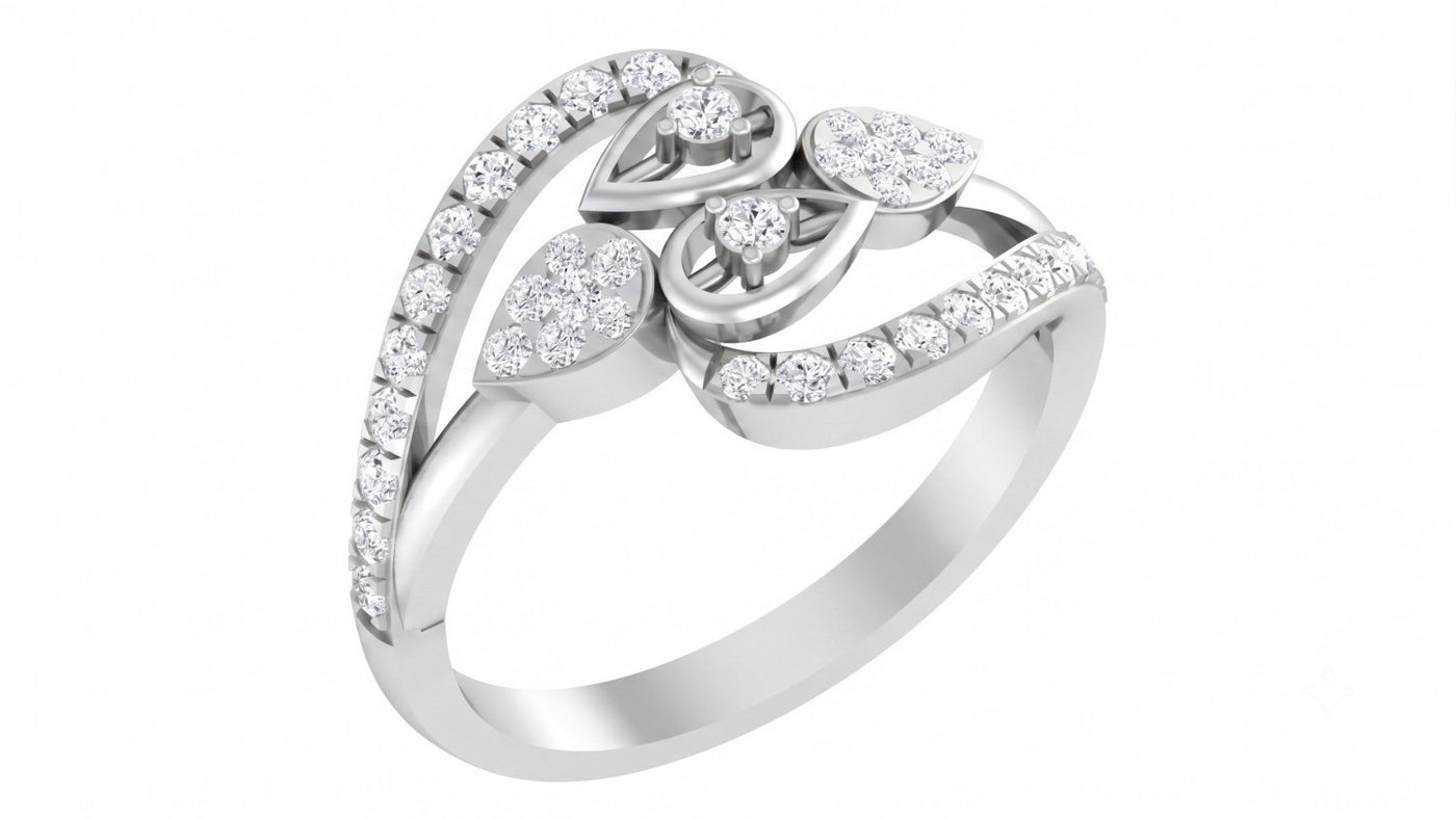 White ring with diamond accents on a white background.