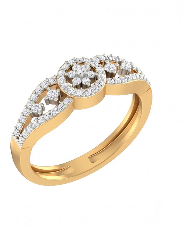 Gold & Diamond Floral Ring For Women KRC10564