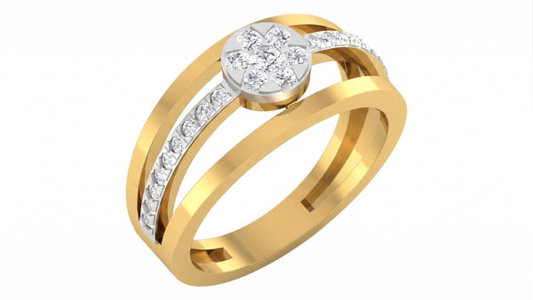 Gold & Diamond Cluster Ring For Women KRC10566